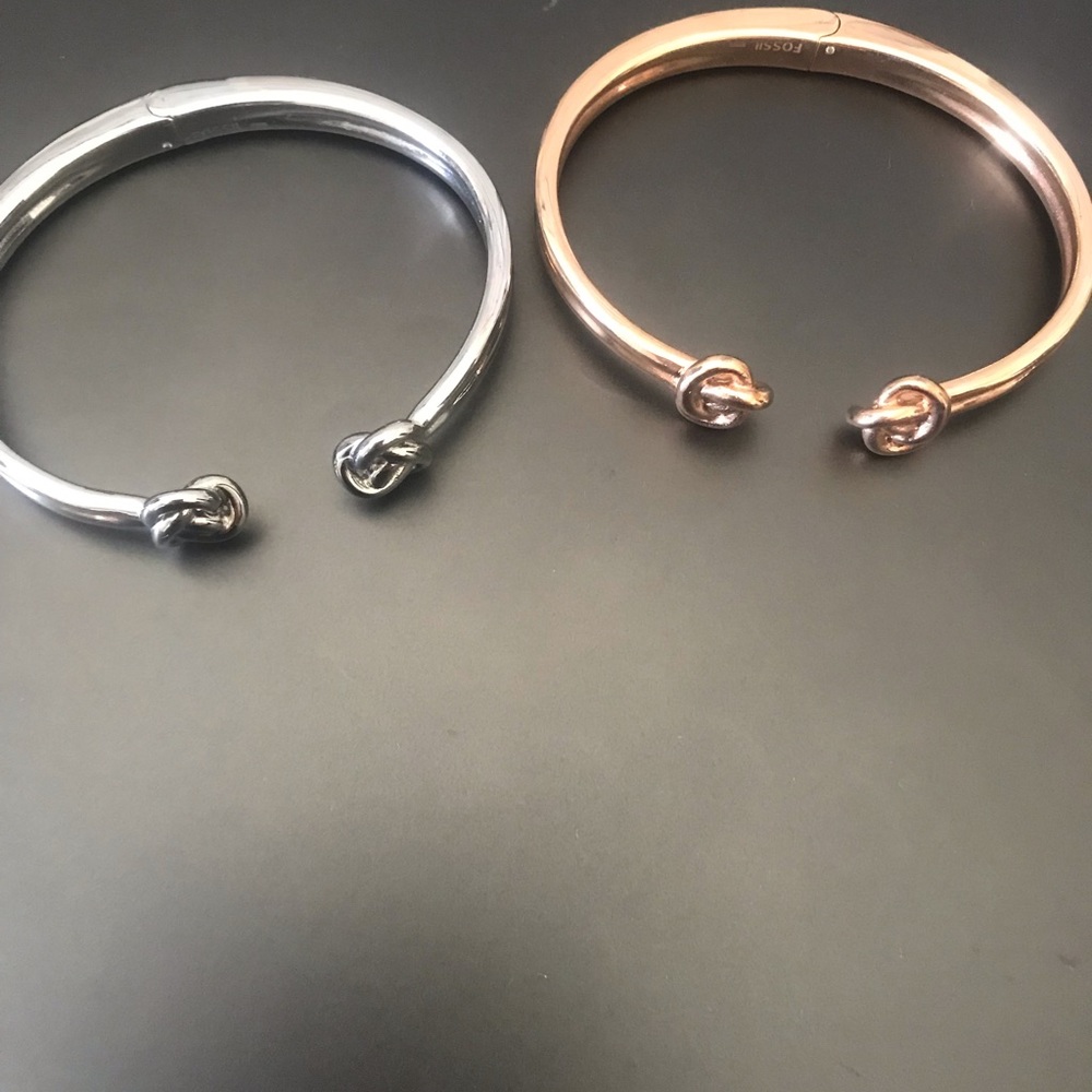Silver and rose gold bracelets